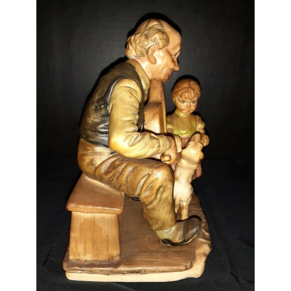 A Price Import Japan Figurine Grandpa Cello Girl And Dog Porcelain - Picture 4 of 8